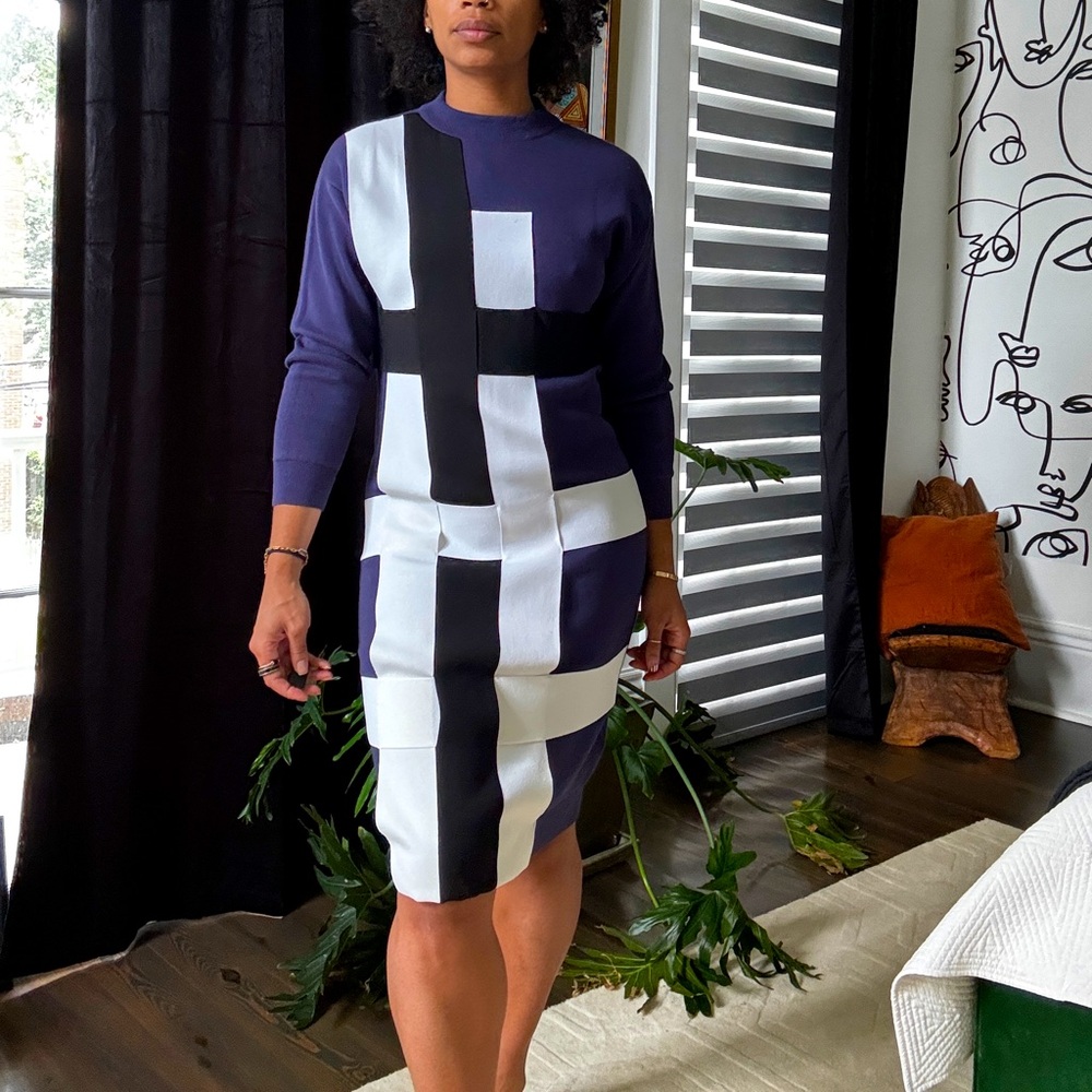 Color block sweater dress